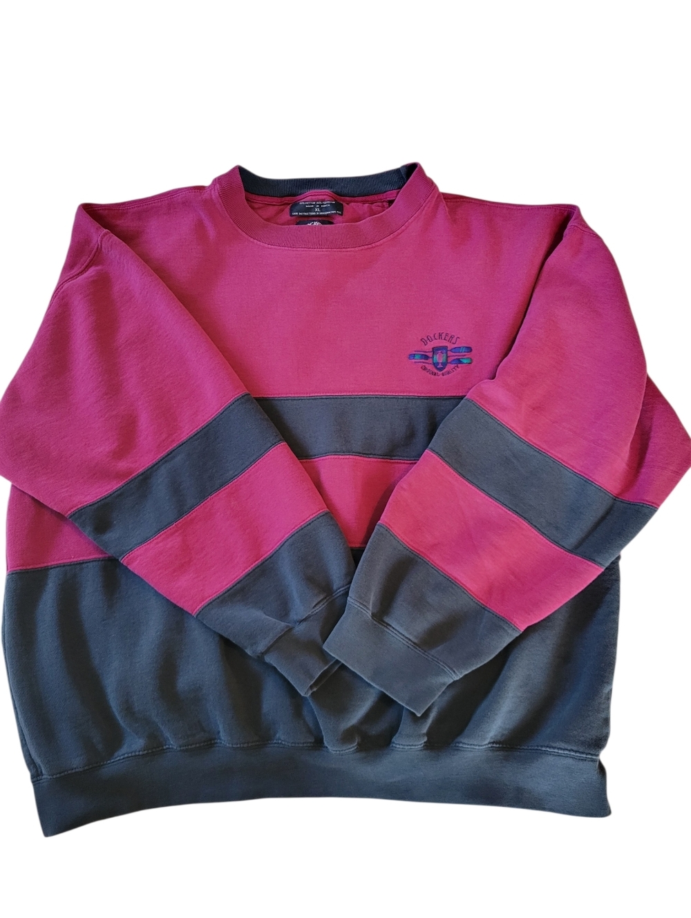 vintage Dockers 80s Streetwear Color Block Sweatshirt Size XL